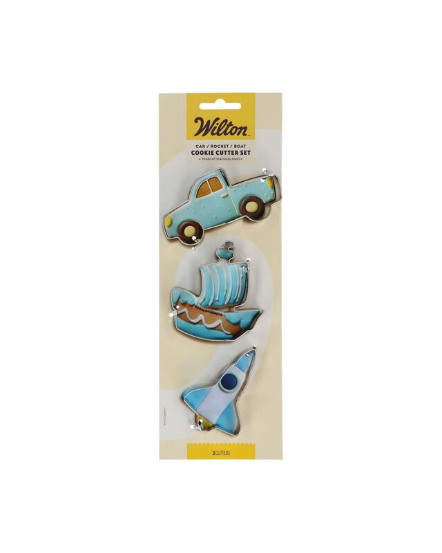 wilton Wilton Koekjesuitsteker Auto - Raket - Schip set/3