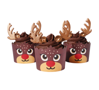 PME PME Kerst Cupcake Versieringset - Rendieren (Set van 6)