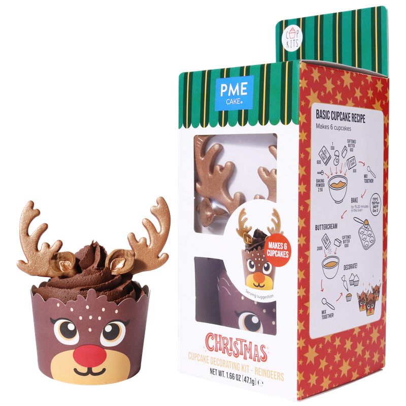 PME PME Kerst Cupcake Versieringset - Rendieren (Set van 6)