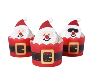 PME PME Kerst Cupcake Versieringset - Emoji Kerstman (Set van 6)