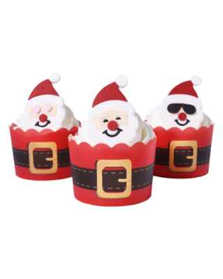 PME PME Kerst Cupcake Versieringset - Emoji Kerstman (Set van 6)