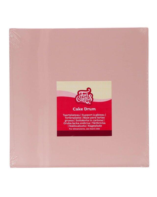 Funcakes Drum Vierkant pastel roze 25 cm