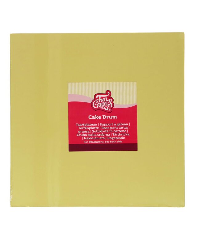 Funcakes Cake Drum Vierkant 30,5cm pastel geel