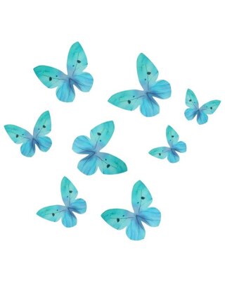 wilton Wilton Eetbare Papieren Decoraties Vlinders Ombre Blauw set/8