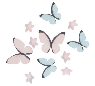 wilton Eetbare Papieren Decoraties Bloemen & Vlinders Pastel Roze set/30