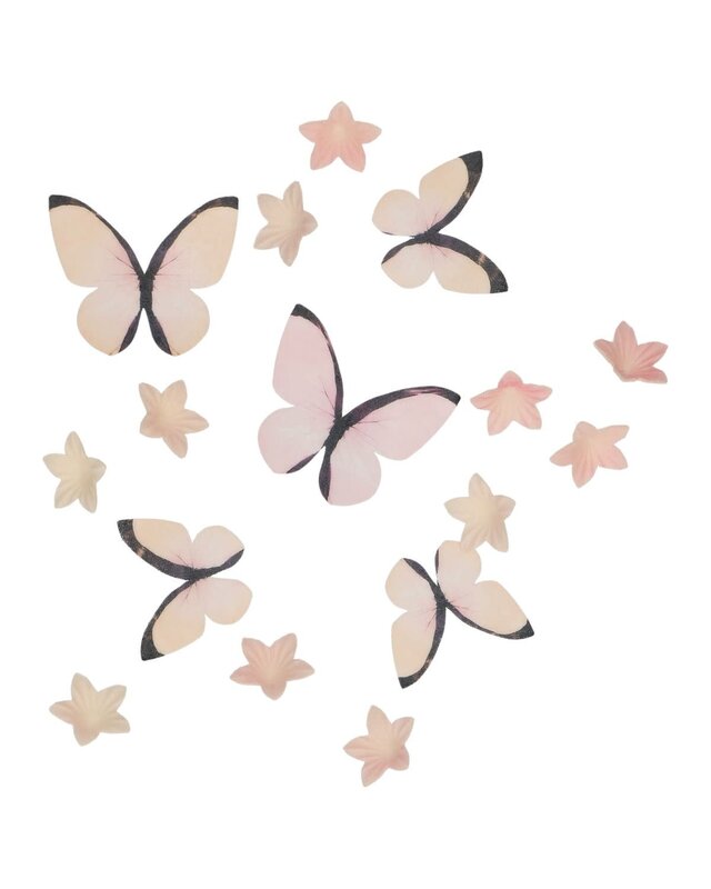 wilton Eetbare Papieren Decoraties Bloemen & Vlinders Ombre Roze set/30