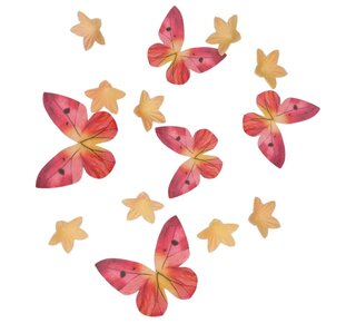 Funcakes Eetbare Papieren Decoraties Bloemen & Vlinders Oranje Roze set/30
