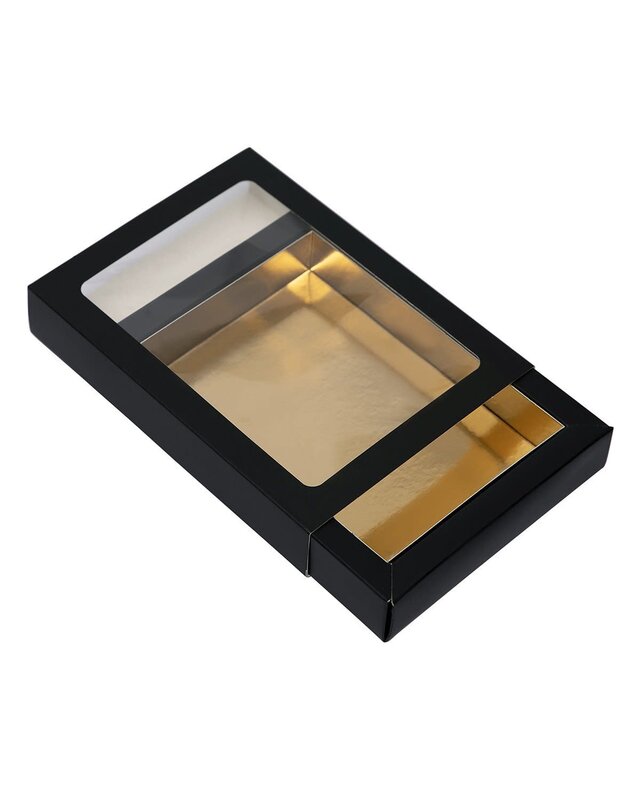 Chocoladeletter doos zwart goud CLD