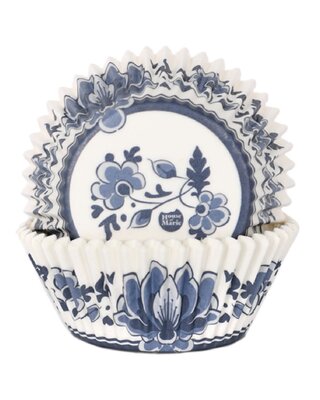 House of Marie House of Marie Baking cups delfts blauw - pk/50