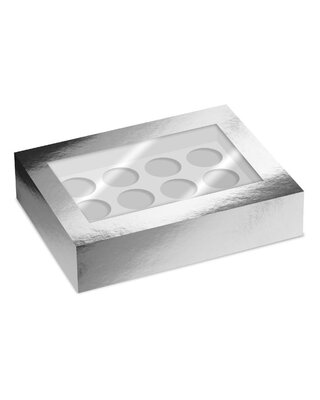 Simply Making Simply Making Cupcake Box Venster Zilver Metallic 12 pk/2