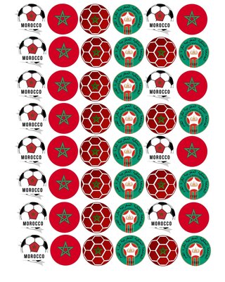 Cupcake rondjes Marokko voetbal mini