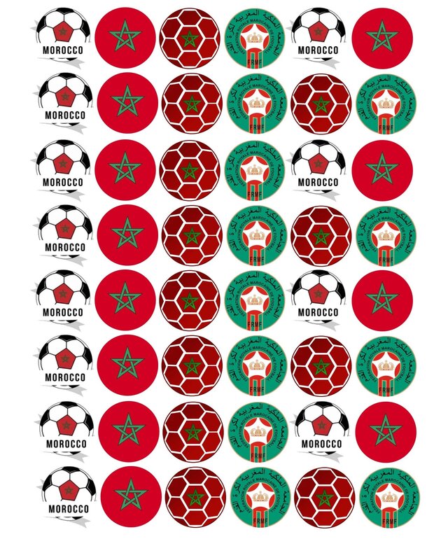 Cupcake rondjes Marokko voetbal mini