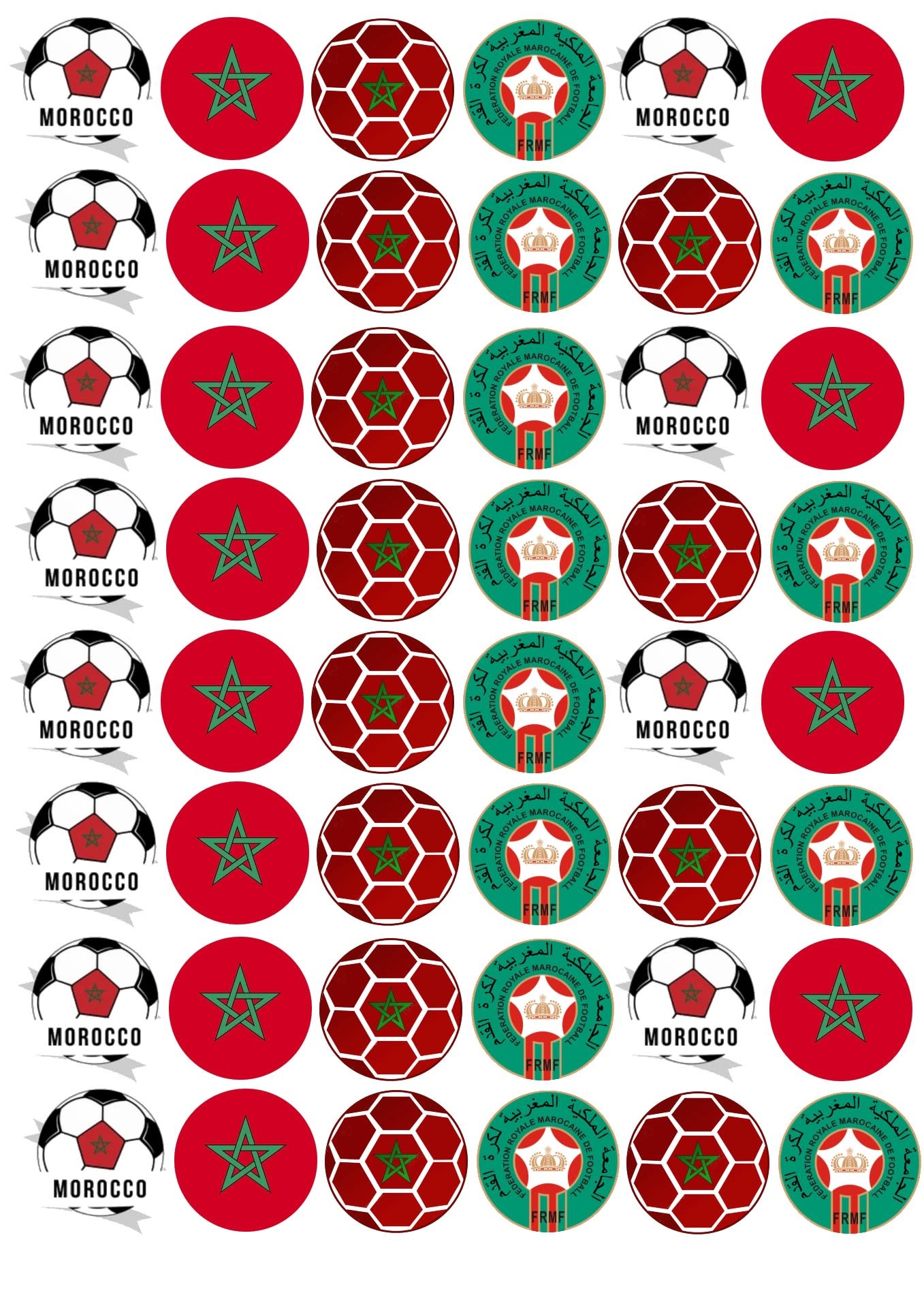 Cupcake rondjes Marokko voetbal mini