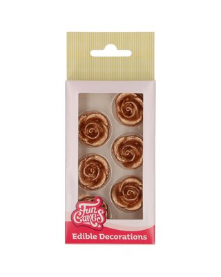 Funcakes FunCakes Fondant Decoraties Rozen Bronze set/6