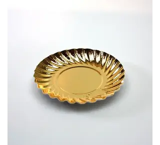 Gebaksschoteltje Rond Ribbel Goud Ø8,8cm 100st