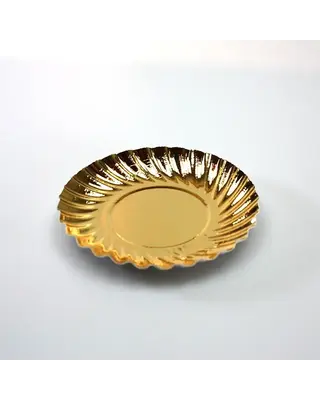 Gebaksschoteltje Rond Ribbel Goud Ø8,8cm 100st