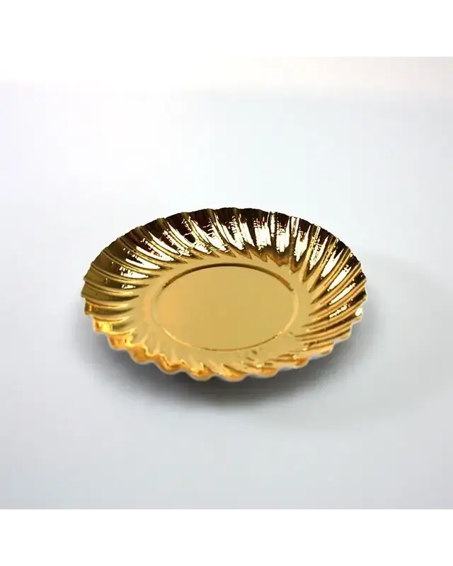 Gebaksschoteltje Rond Ribbel Goud Ø8,8cm 100st