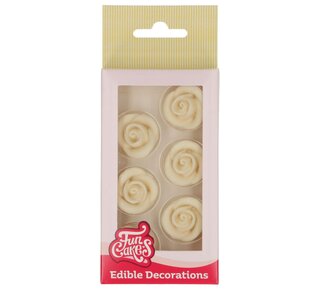 Funcakes FunCakes Fondant Decoratie Rozen Wit Set/6