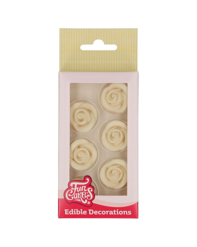 Funcakes FunCakes Fondant Decoratie Rozen Wit Set/6