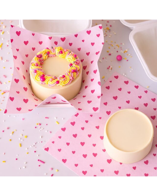 Simply Making Bento Box Liner Pink Hearts 25x25 cm pk/50