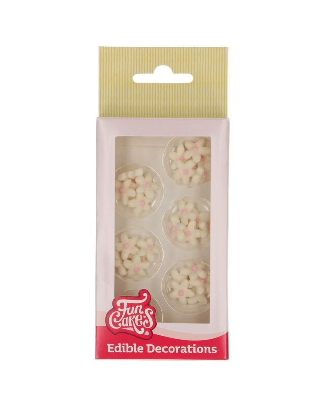 Funcakes Suiker decoratie  Chrysanthemum  Wit / licht roze  - White/Light Pink set/30