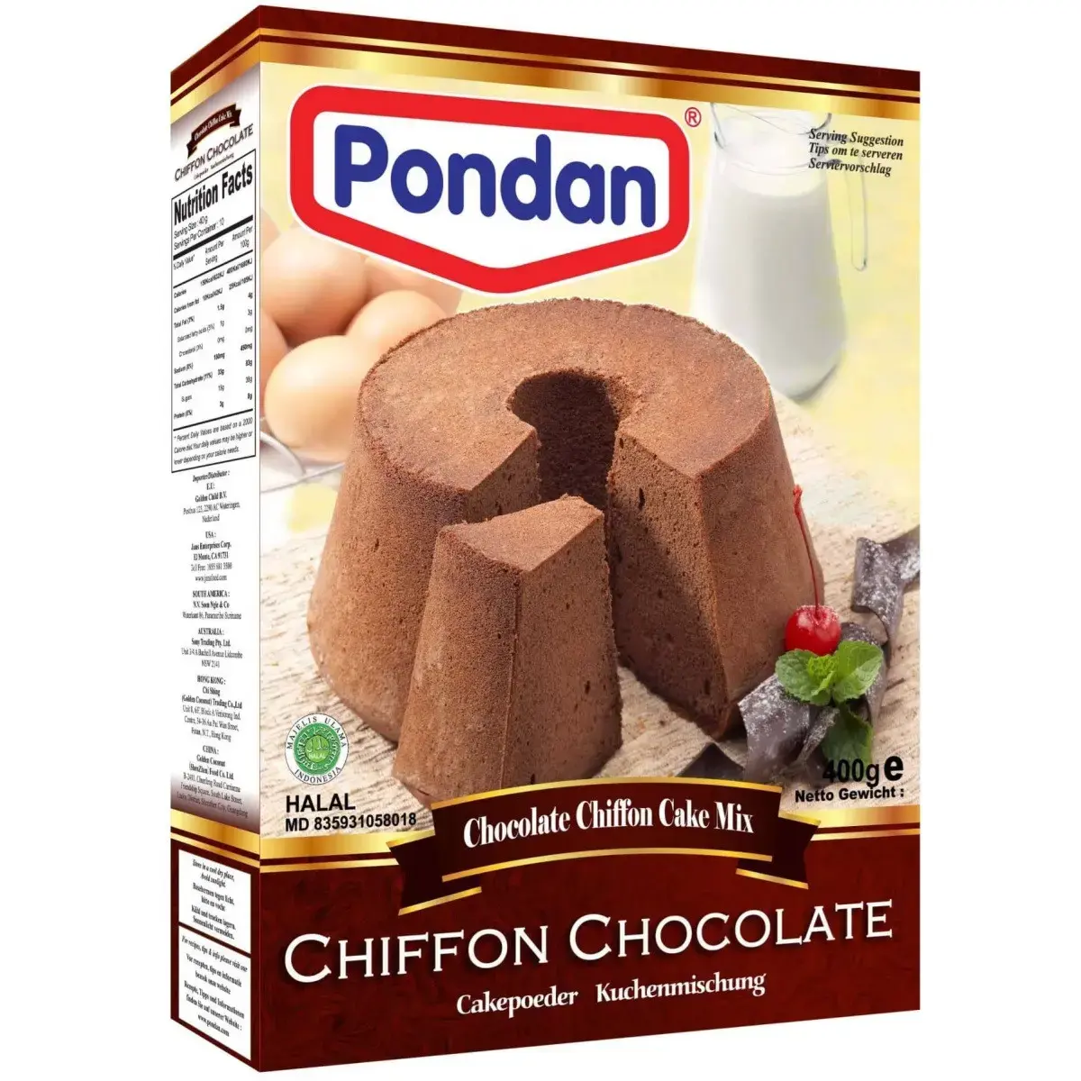 Pondan Cakemix Chiffon Chocolade 400g