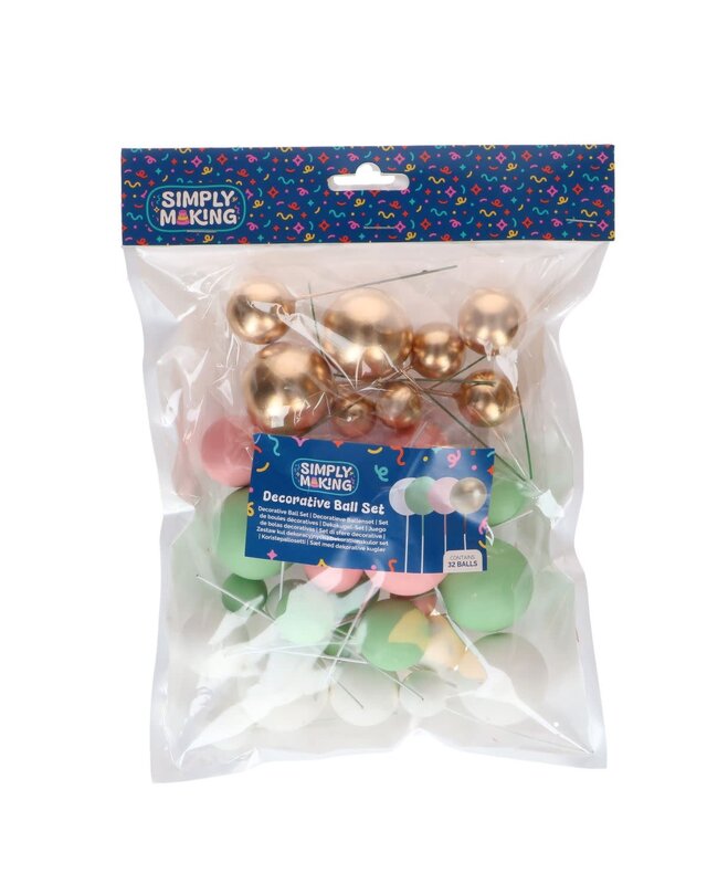 Simply Making Decoratieve Ballenset Pastel Roze Groen & Goud pk/32