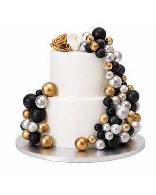 Simply Making Decoratieve Ballenset Goud, Zilver & Zwart pk/32