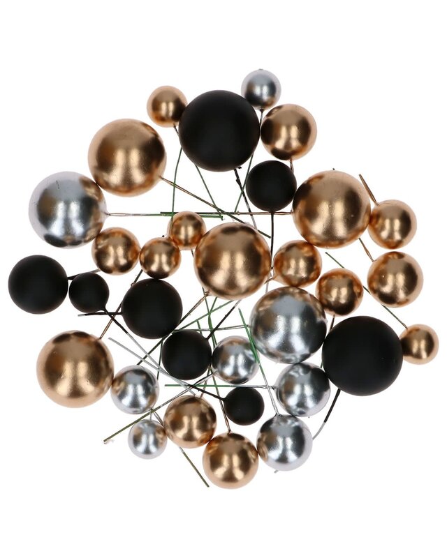 Simply Making Decoratieve Ballenset Goud, Zilver  & Zwart pk/32