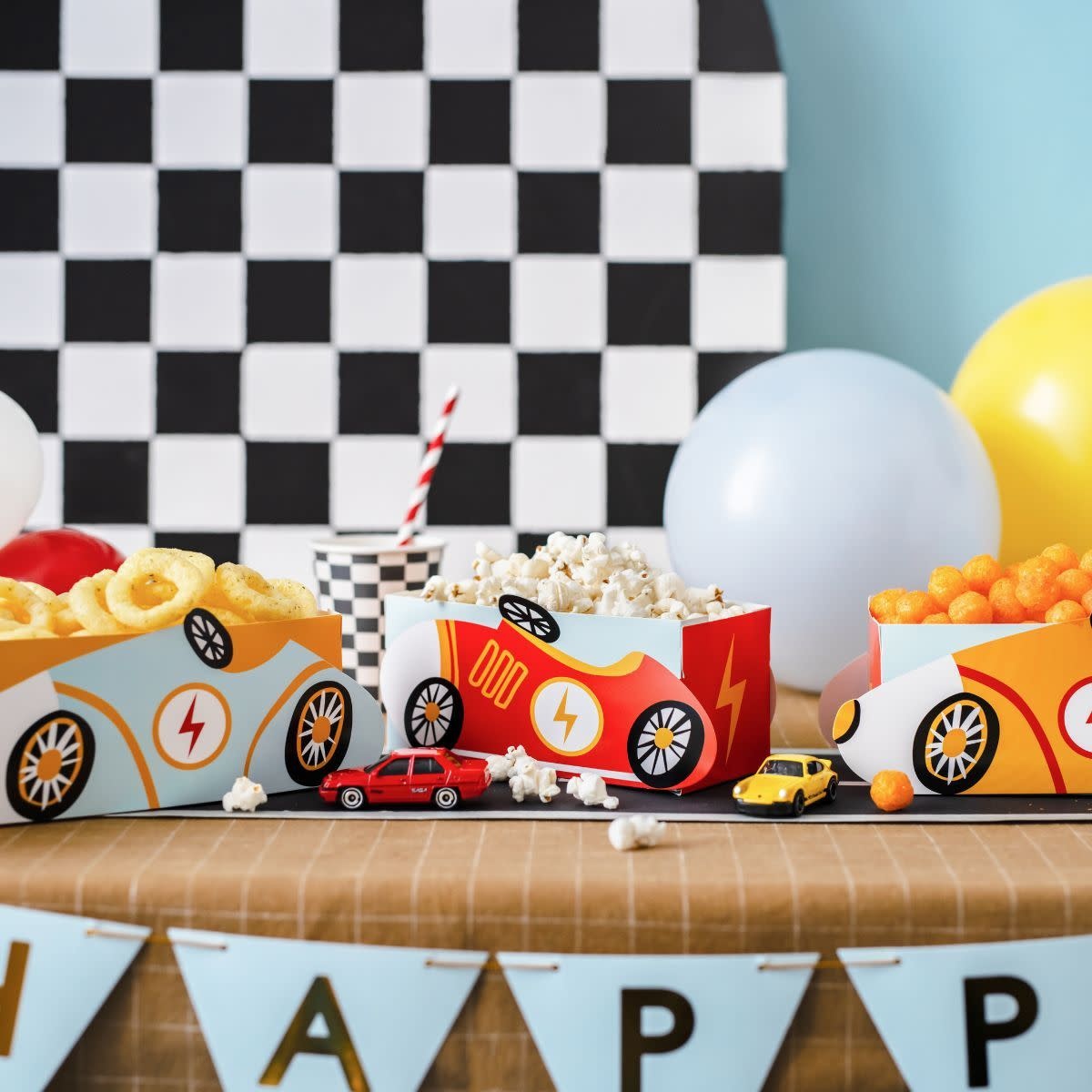 party deco PartyDeco DIY Paper Snack Boxes Cars pk/3