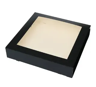 Taartdoos met venster 30x30x6cm. Zwart