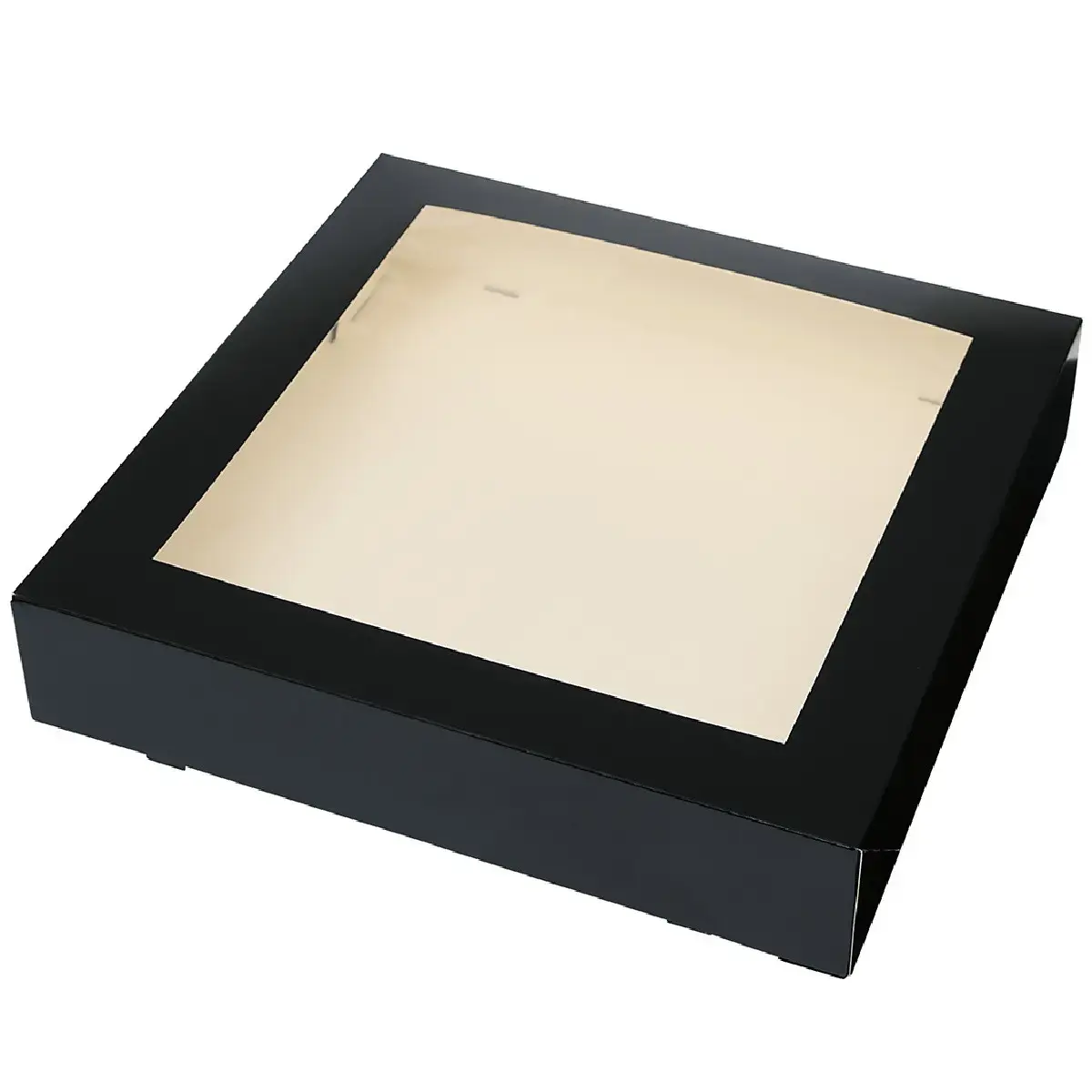 Taartdoos met venster 30x30x6cm. Zwart