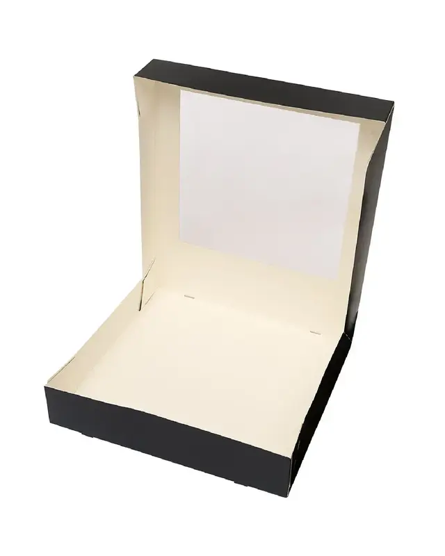 Taartdoos met venster 30x30x6cm. Zwart