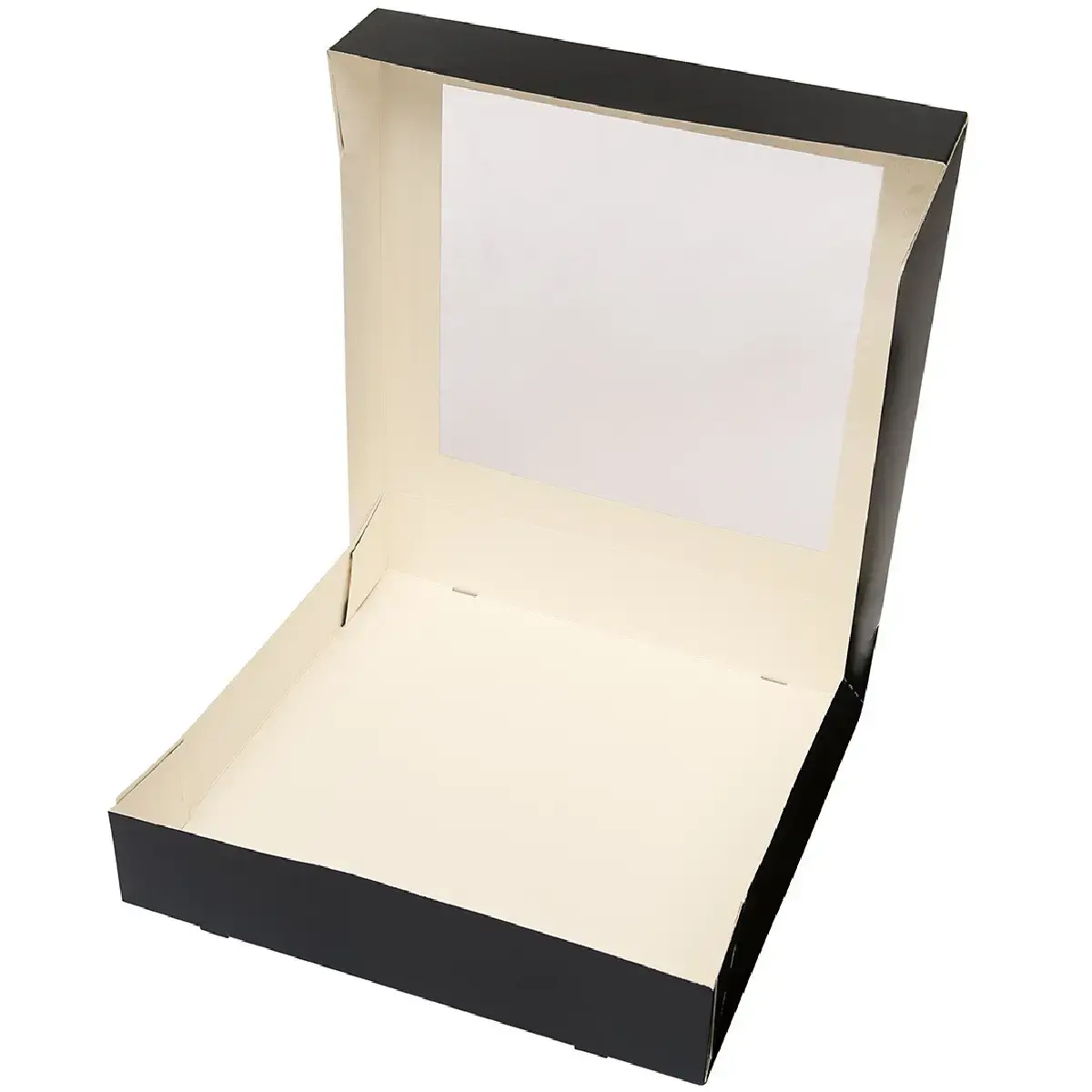 Taartdoos met venster 30x30x6cm. Zwart