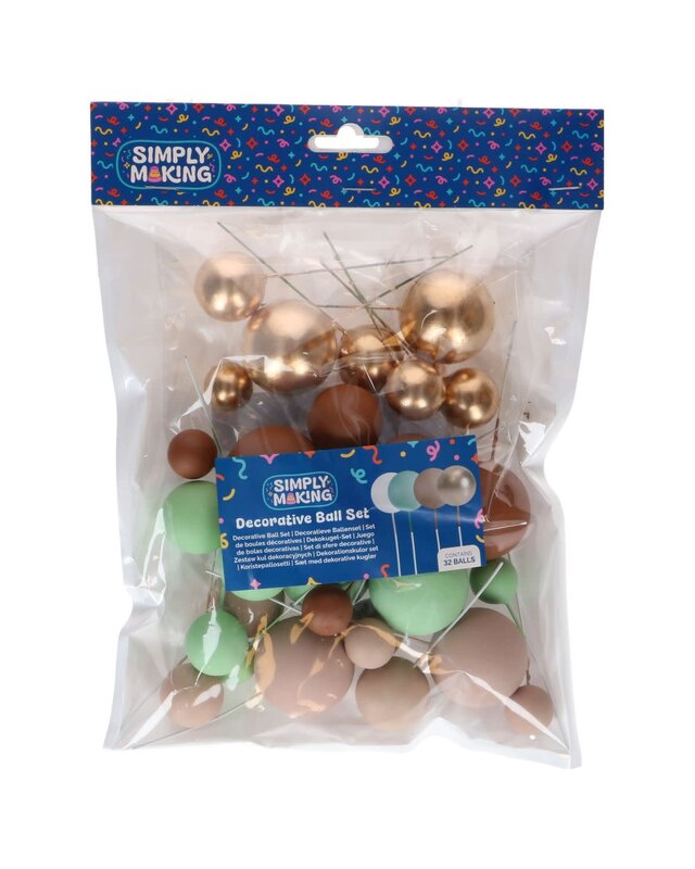 Simply Making Decoratieve Ballenset Aardetinten & Goud pk/32