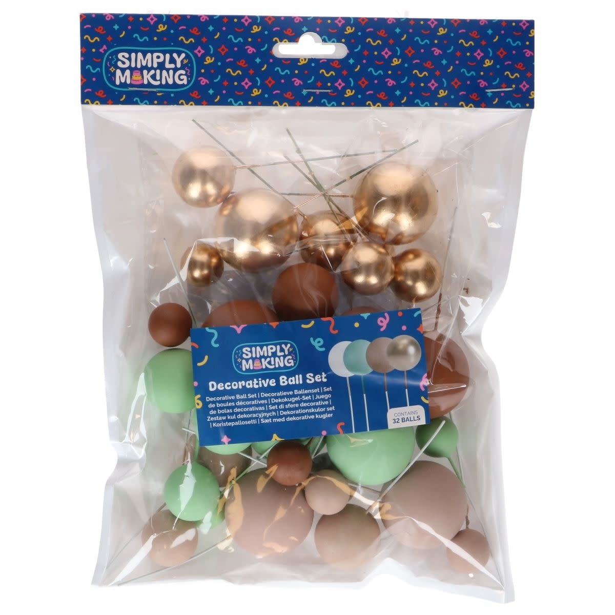 Simply Making Decoratieve Ballenset Aardetinten & Goud pk/32
