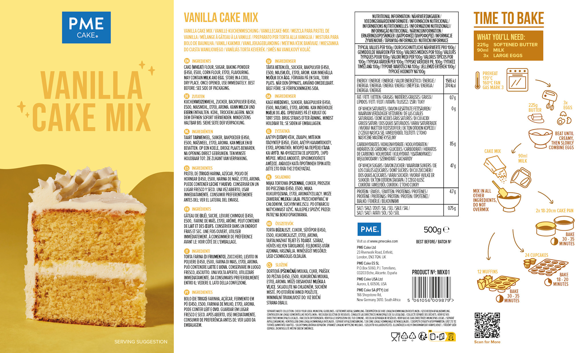 PME Vanillecakemix (500g)
