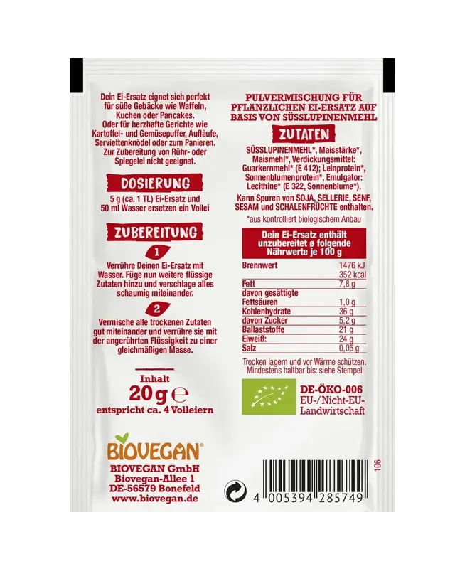 BioVegan BioVegan Ei-Vervanger Poeder Biologisch 20g