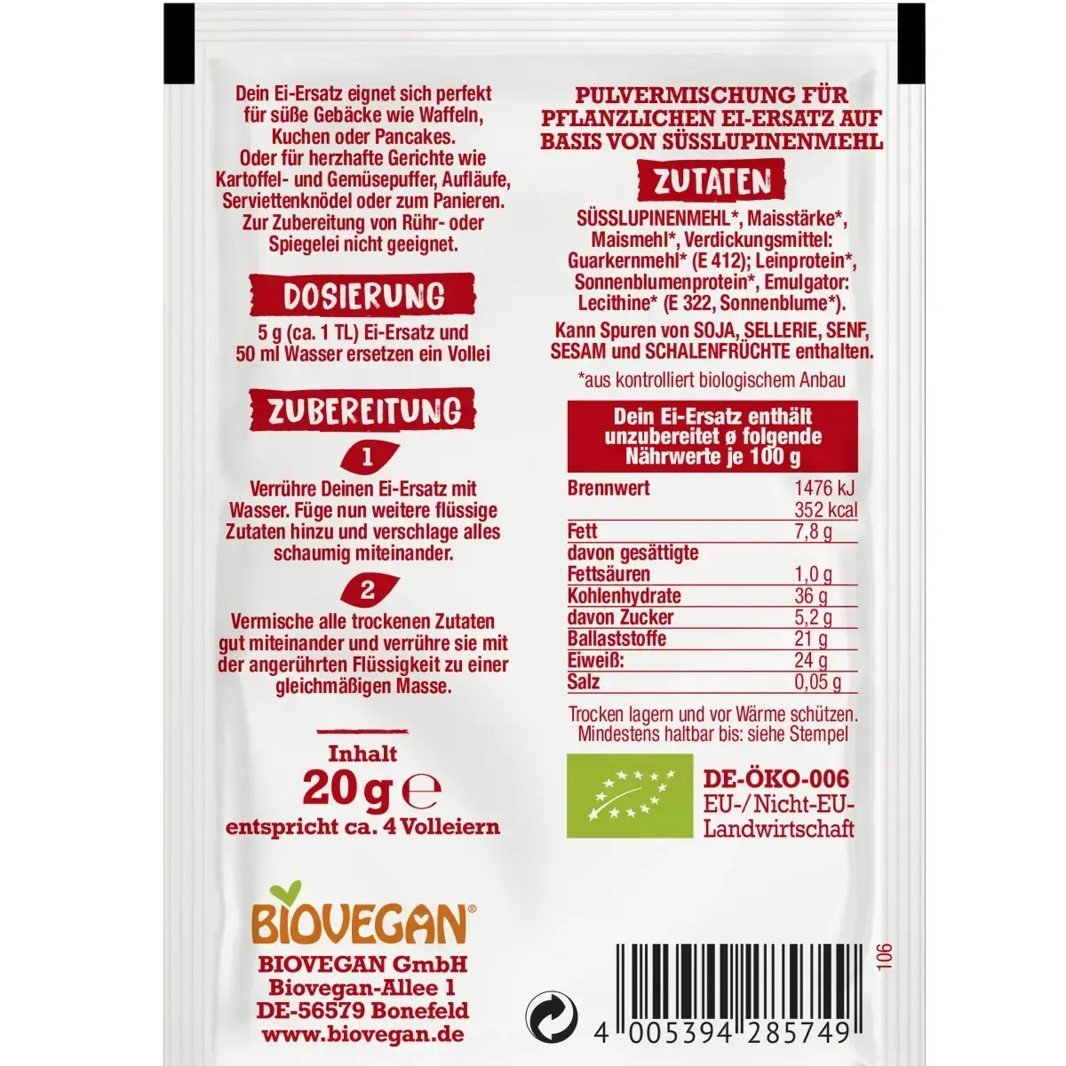 BioVegan BioVegan Ei-Vervanger Poeder Biologisch 20g