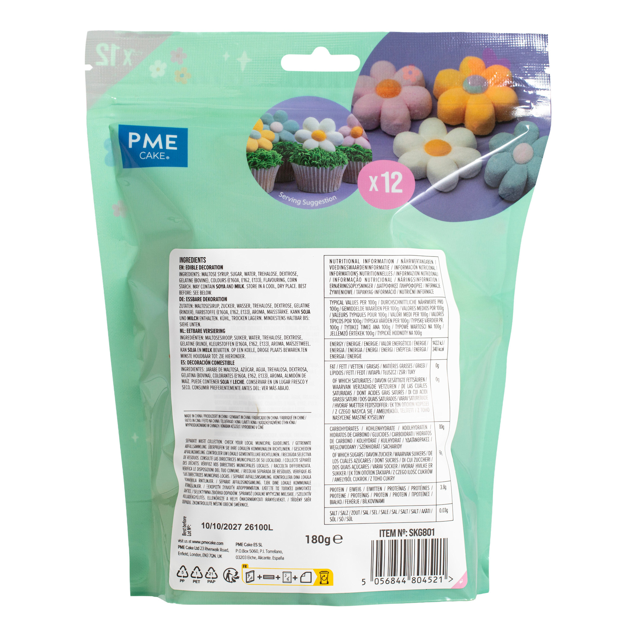 PME Marshmallow Treats - Pastelbloemen, 12-pack