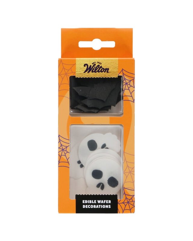 wilton Wilton Eetbare Papieren Decoraties Vleermuizen en Doodskoppen set/18