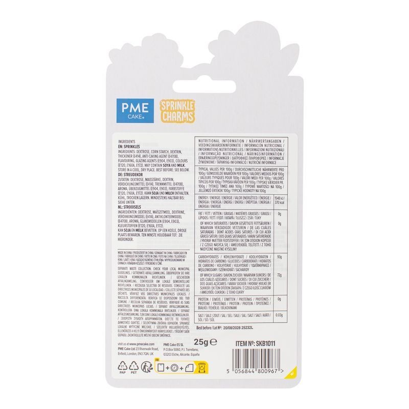 PME Sprinkle Charms pastel Hommels en bijen 25g