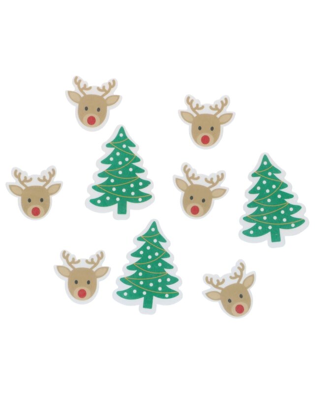 wilton Wilton Edible Wafer Decorations Reindeer & Christmas Trees set/9