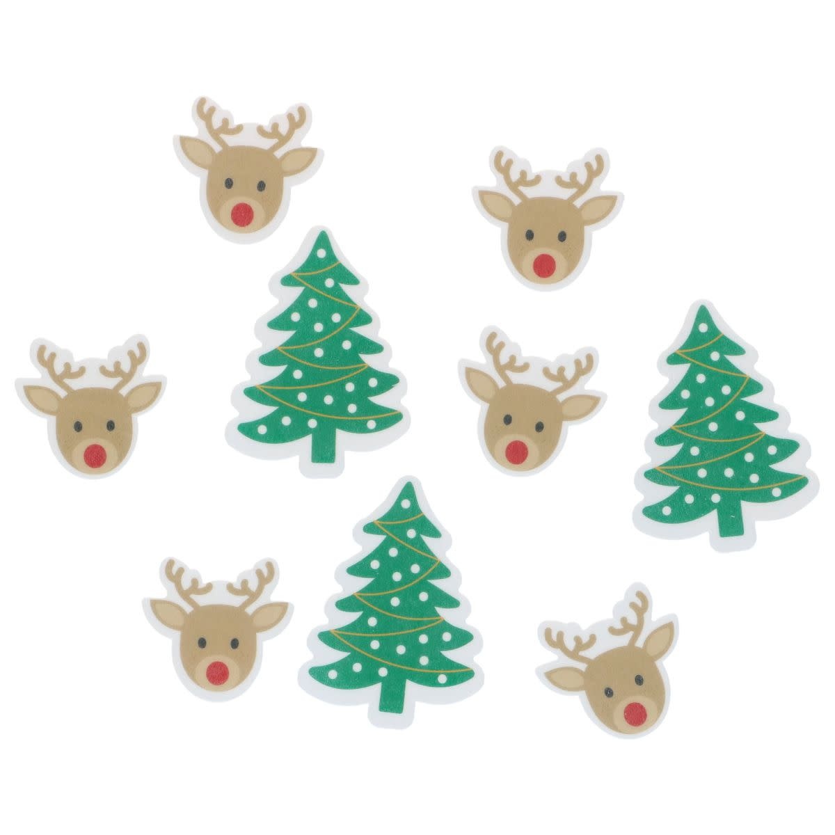 wilton Wilton Edible Wafer Decorations Reindeer & Christmas Trees set/9