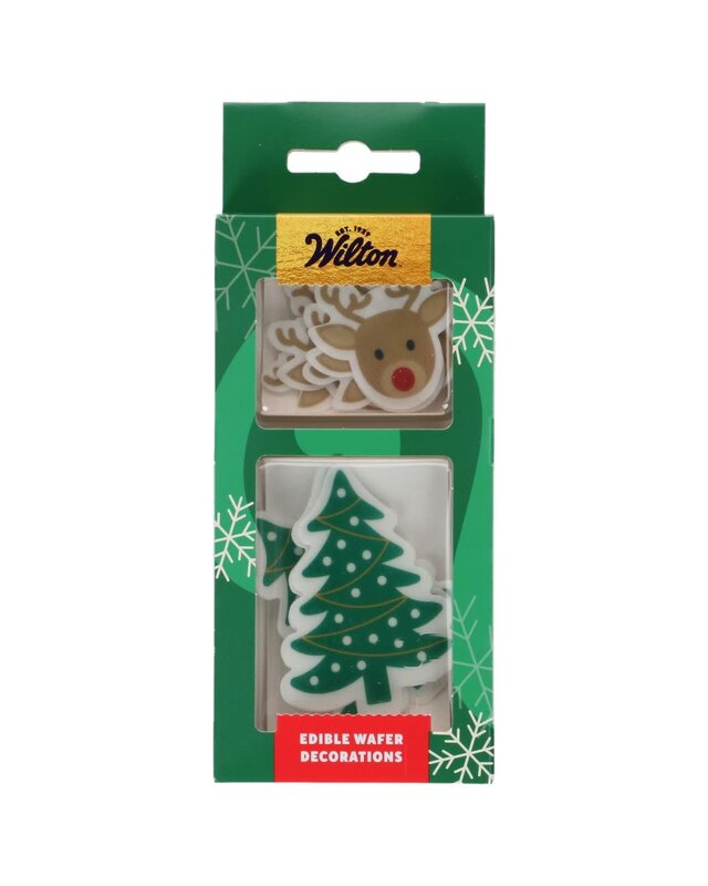 wilton Wilton Edible Wafer Decorations Reindeer & Christmas Trees set/9