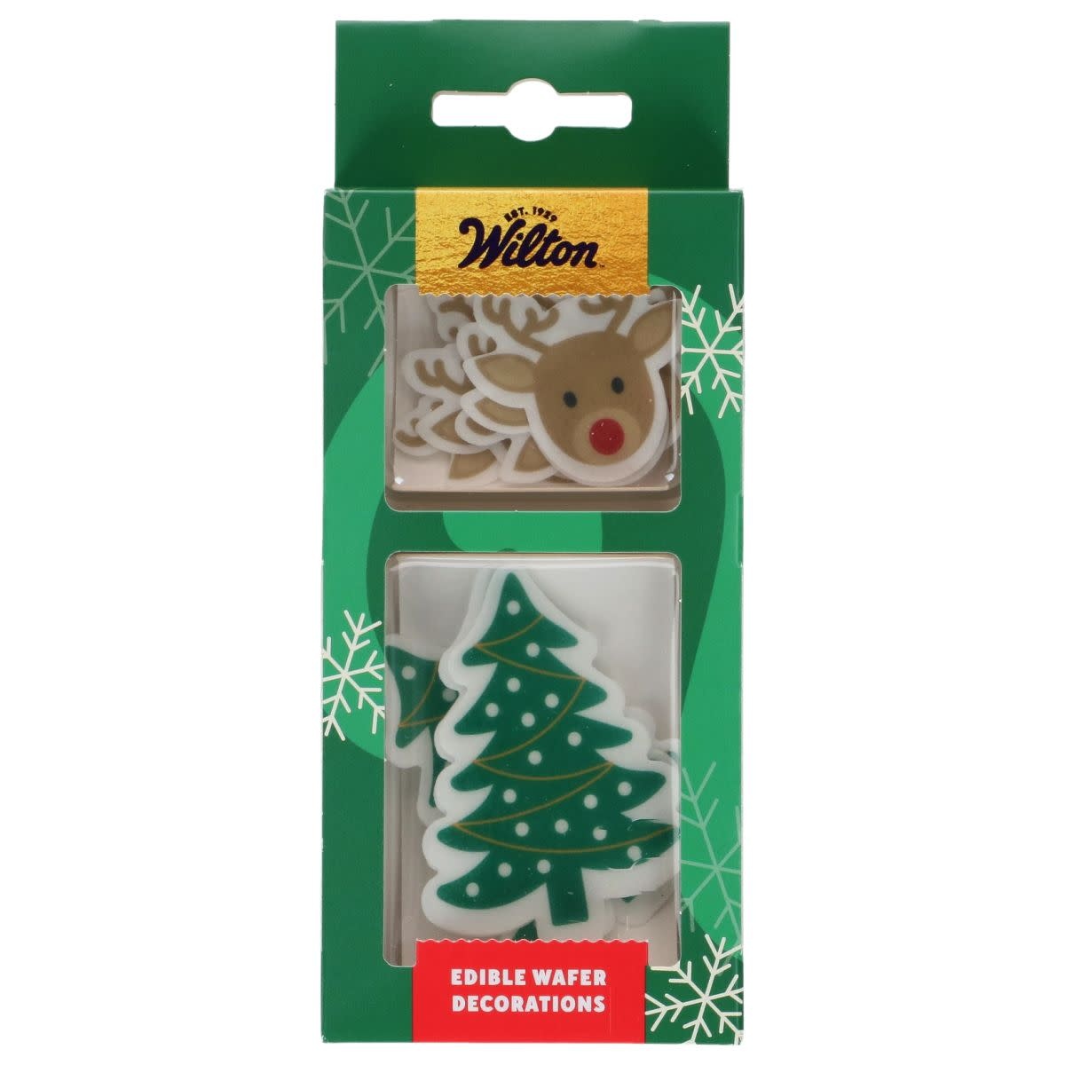 wilton Wilton Edible Wafer Decorations Reindeer & Christmas Trees set/9