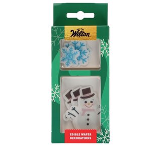 wilton Wilton Edible Wafer Decorations Snowmen & Snowflakes set/9