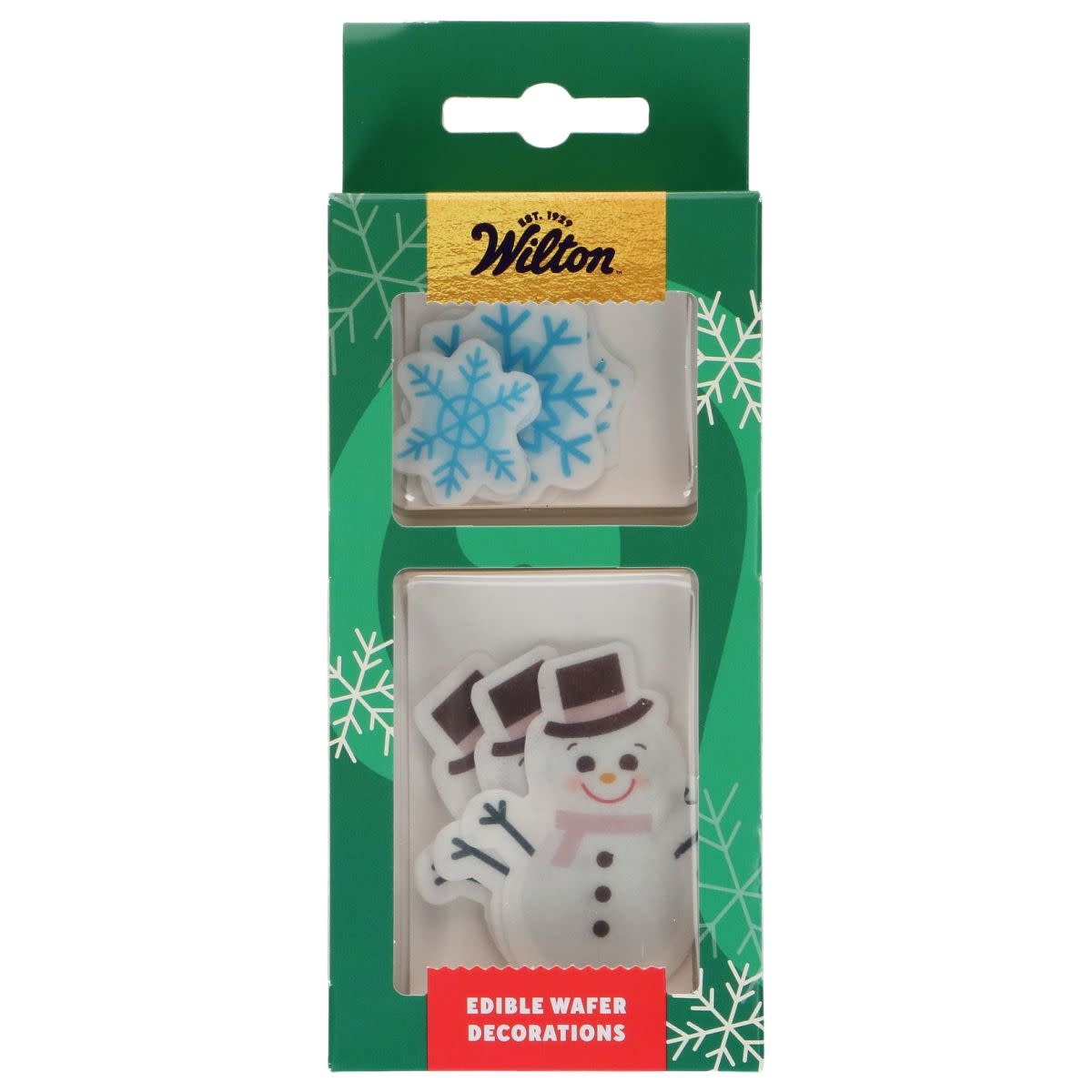 wilton Wilton Edible Wafer Decorations Snowmen & Snowflakes set/9