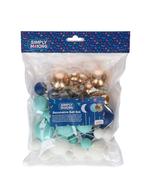 Simply Making Simply Making Decorative Ball Set Blue Ombre & Gold pk/32