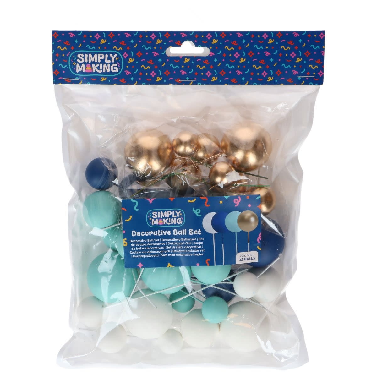 Simply Making Simply Making Decorative Ball Set Blue Ombre & Gold pk/32